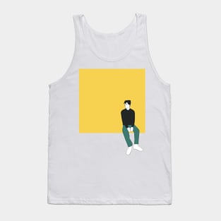 Guy Sitting and Reflecting Tank Top